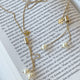 Collar ajustable de mini beads con dos Perlas, 18k Gold Filled