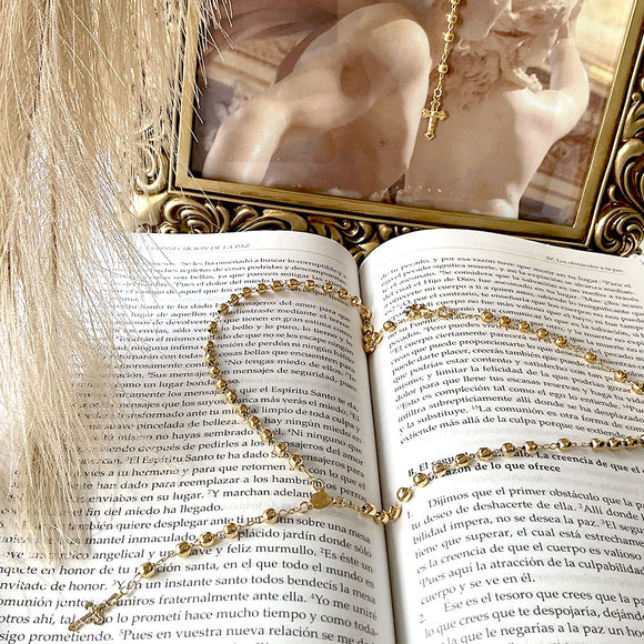 Collar Rosario de beads de 4mm en 18k Gold Filled, medida 50cm