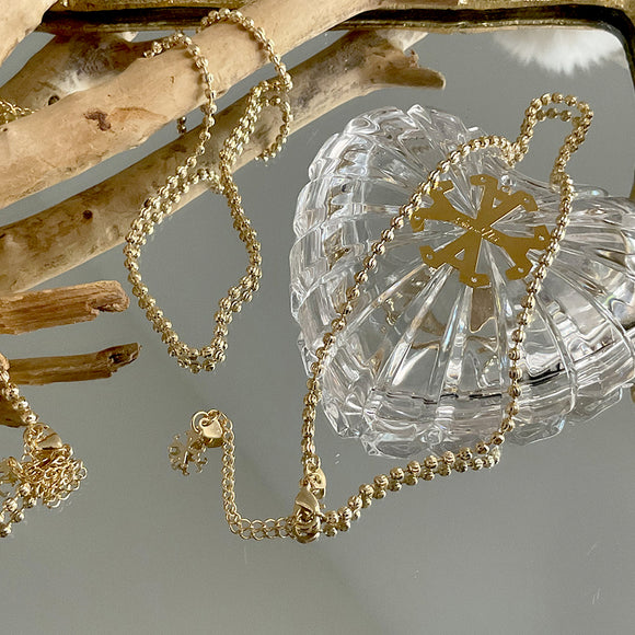 Shocker de beads and bars 2.5mm, 18k Gold Filled, medida 35 a 40cm