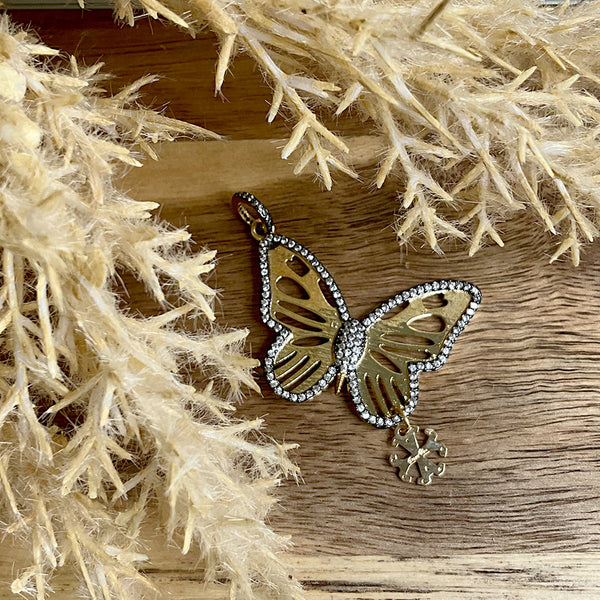 Dije de mariposa con bordes plateados brillantes con colgante Siamo Noi