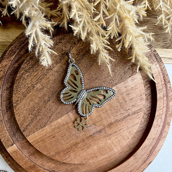 Dije de mariposa con bordes plateados brillantes con colgante Siamo Noi