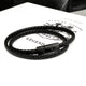 Pulsera doble de cuero con broche de acero