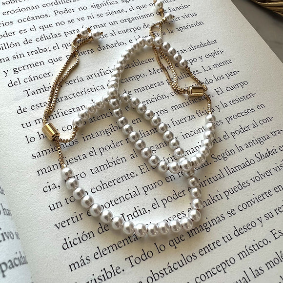 Pulsera ajustable de perlas, 18k Gold Filled en 3mm