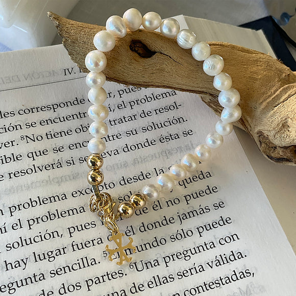 Pulsera simple perlas Naturales continuas
