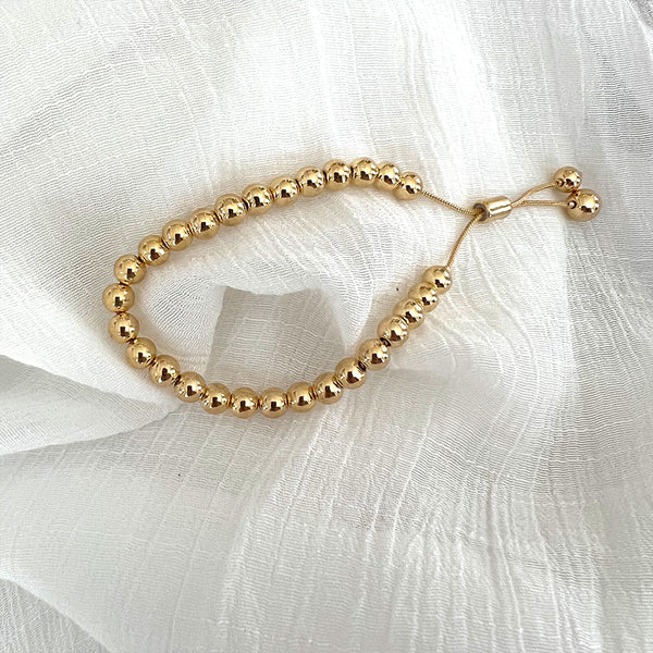 Pulsera ajustable de beads, 18k Gold Filled en 5mm