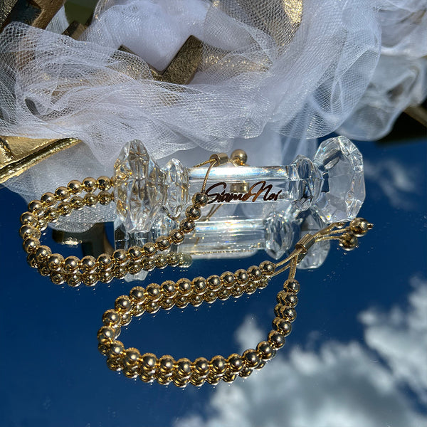 Pulsera ajustable de beads, 18k Gold Filled en 5mm