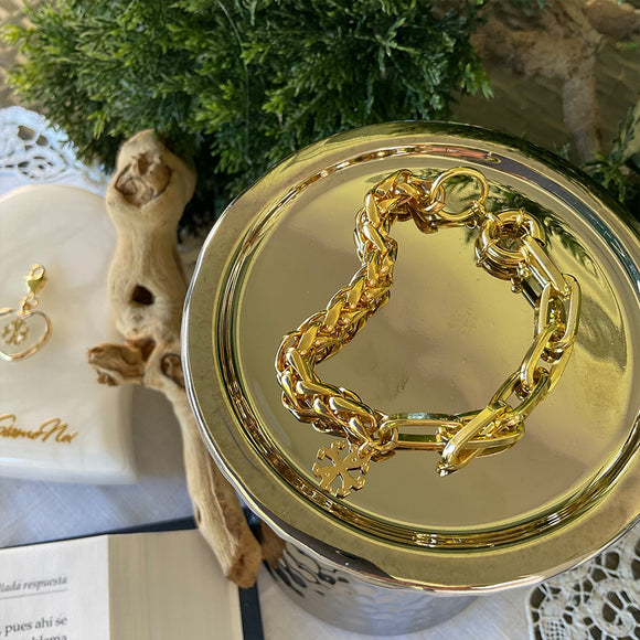 Pulsera cadena combinada en 2 tejidos 