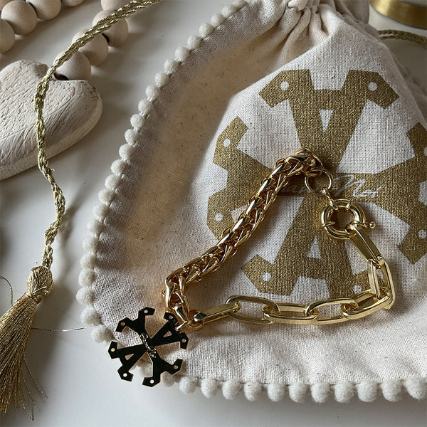 Pulsera cadena combinada en 2 tejidos 