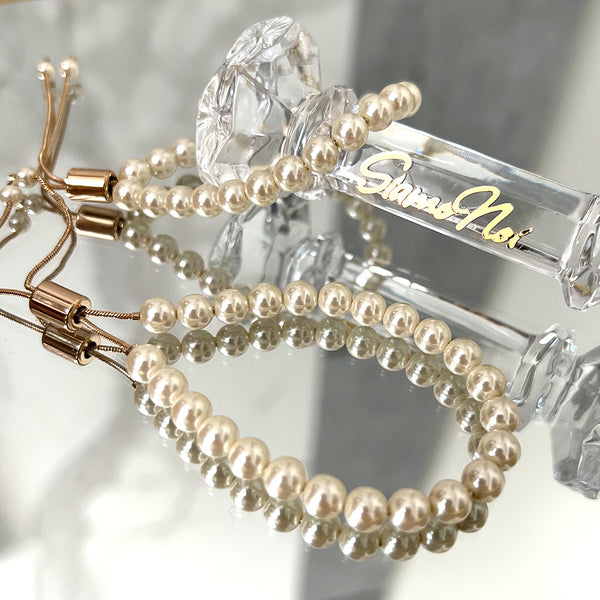 Pulsera ajustable de perlas, 18k Gold Filled en 5mm