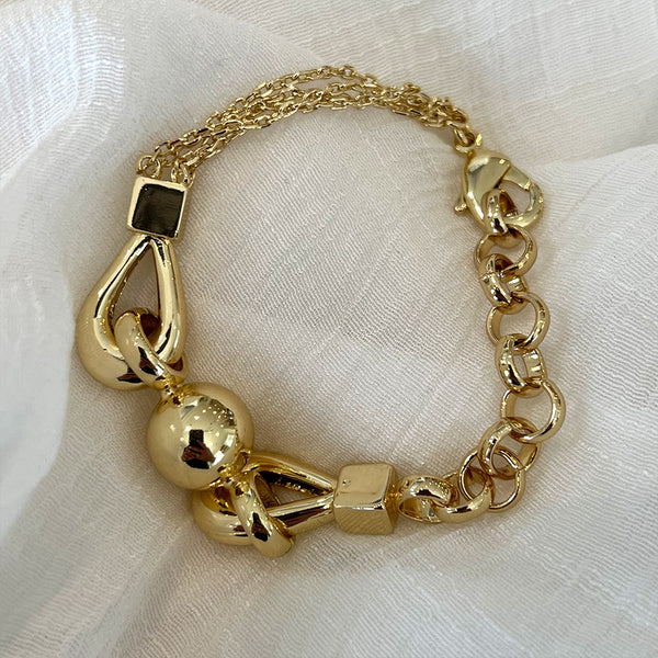 Pulsera combinada de cadenas y esfera de 14mm, 18k Gold Filled, medida 20cm