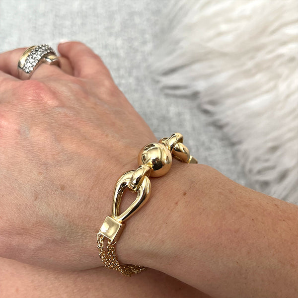 Pulsera combinada de cadenas y esfera de 14mm, 18k Gold Filled, medida 20cm