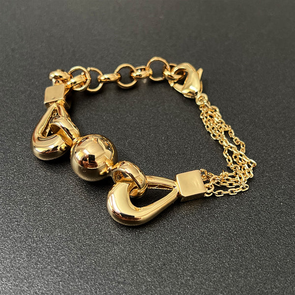 Pulsera combinada de cadenas y esfera de 14mm, 18k Gold Filled, medida 20cm