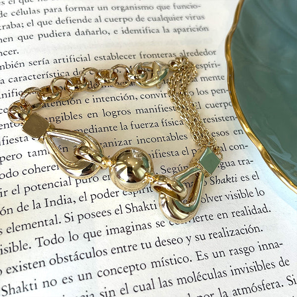 Pulsera combinada de cadenas y esfera de 14mm, 18k Gold Filled, medida 20cm