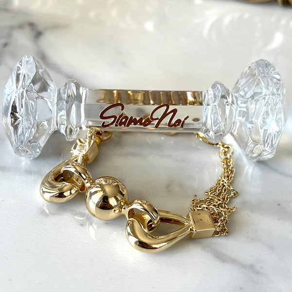 Pulsera combinada de cadenas y esfera de 14mm, 18k Gold Filled, medida 20cm