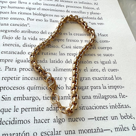 Pulsera de cadena rounded de 4mm, 18k Gold Filled, medida 18cm. Disponible en set con Collar