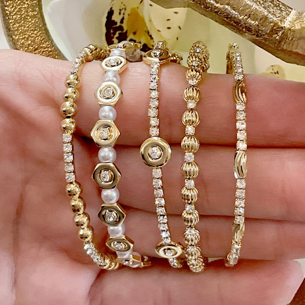 Juego de 5 Pulseras con Zircones