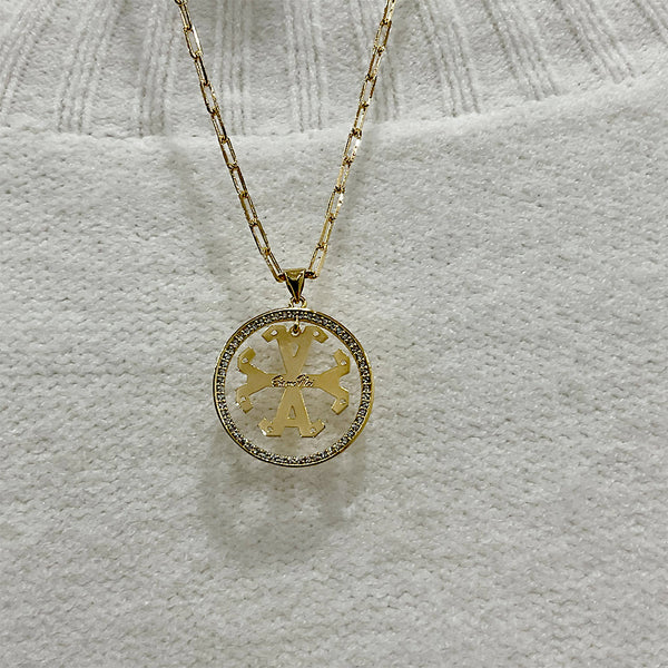 Charm placa Siamo Noi de 20mm con trancadero en 18k Gold Filled