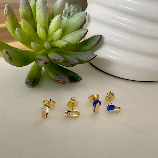 Zarcillos Mini Cristal (transparente, azul)