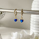 Zarcillos Argollas con dije corazon de cristal (verde, azul, transparente)