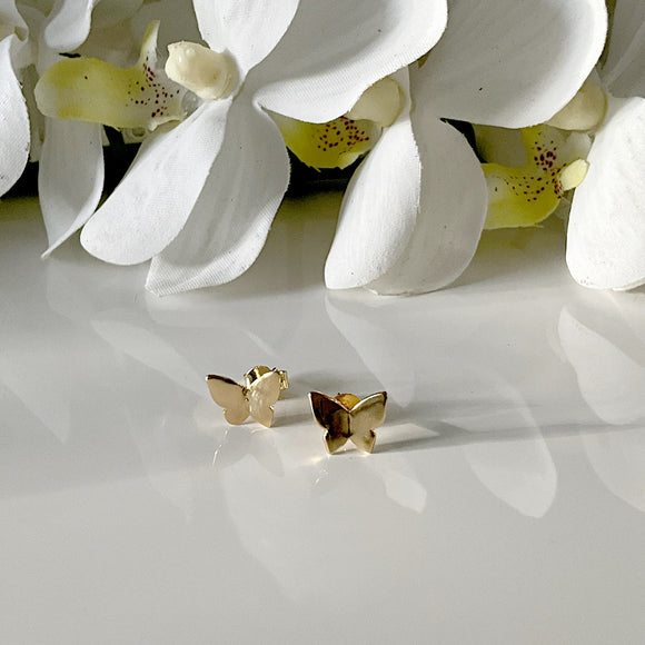 Zarcillos de mini mariposas (doradas, plateadas)