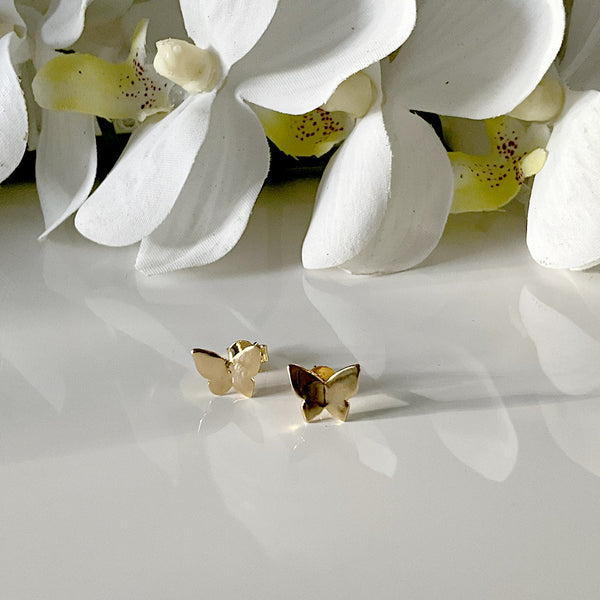 Zarcillos de mini mariposas (doradas, plateadas)