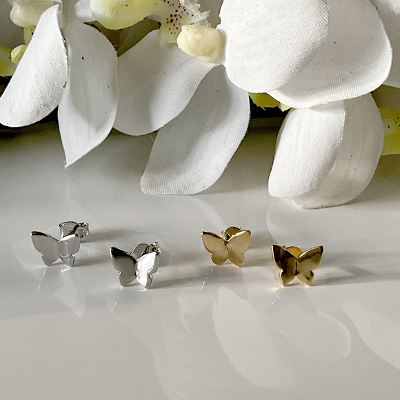 Zarcillos de mini mariposas (doradas, plateadas)