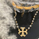 Collar Perlas y Gemstone doradas con Dije símbolo Siamo Noi y cristal Swarovsky