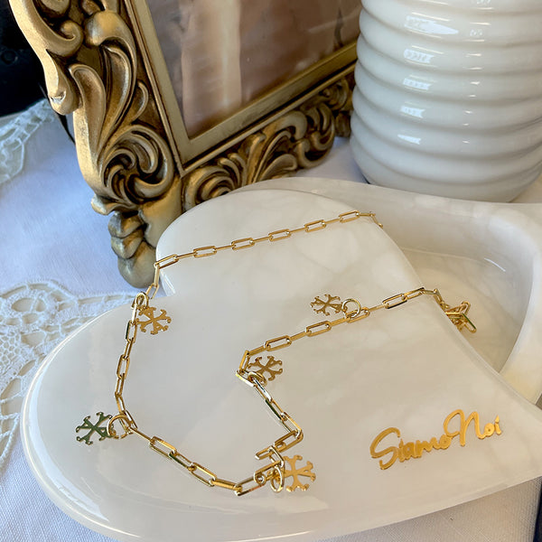 Collar paper clip con dijes Siamo Noi 18kt Gold Filled 