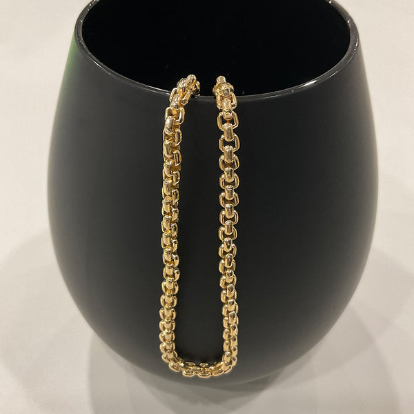 Collar de cadena rounded de 4mm, 18k Gold Filled, medida de 40 a 45cm. Disponible en set con Pulsera