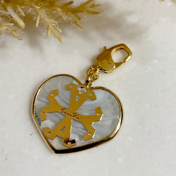 Dije charm corazon grande de murano con símbolo Siamo Noi
