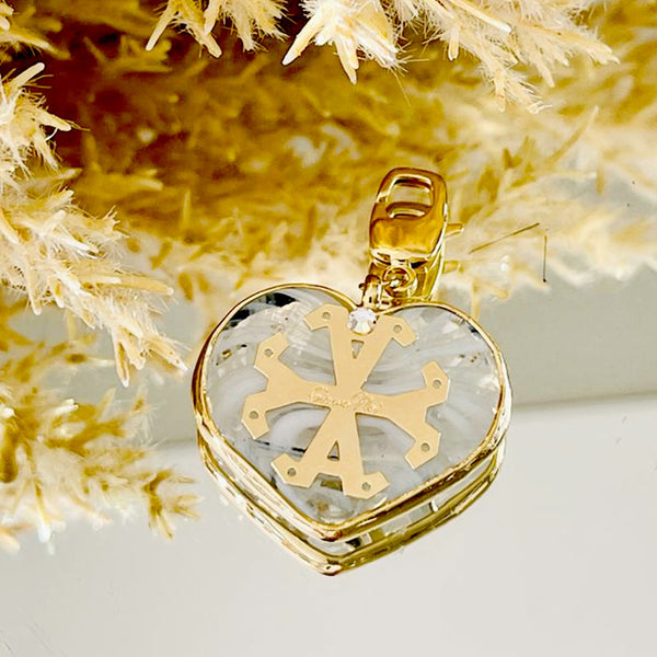Dije charm corazon grande de murano con símbolo Siamo Noi