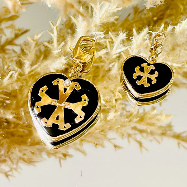 Dije charm corazon grande de murano con símbolo Siamo Noi