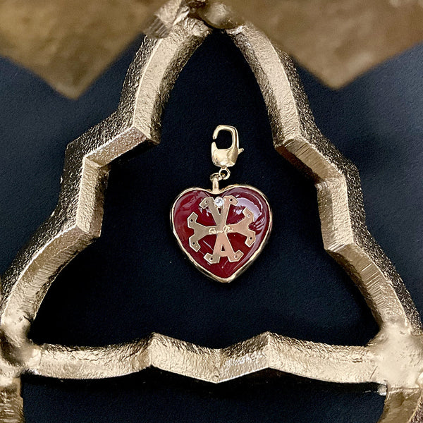 Dije charm corazon grande de murano con símbolo Siamo Noi