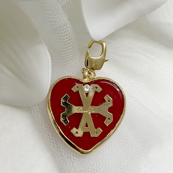 Dije charm corazon grande de murano con símbolo Siamo Noi