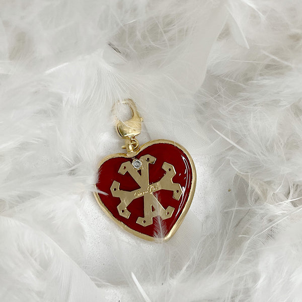 Dije charm corazon grande de murano con símbolo Siamo Noi