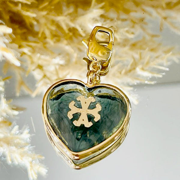 Dije charm corazon grande de murano con símbolo Siamo Noi