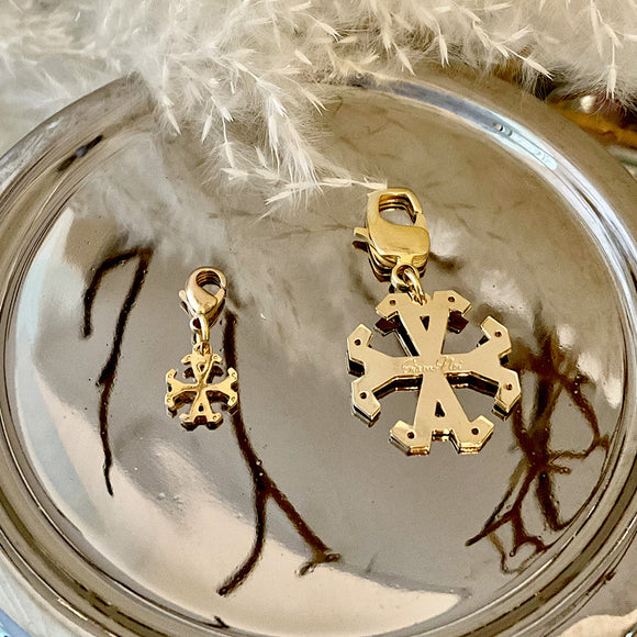 Charm placa Siamo Noi de 20mm y Mini con trancadero en 18k Gold Filled